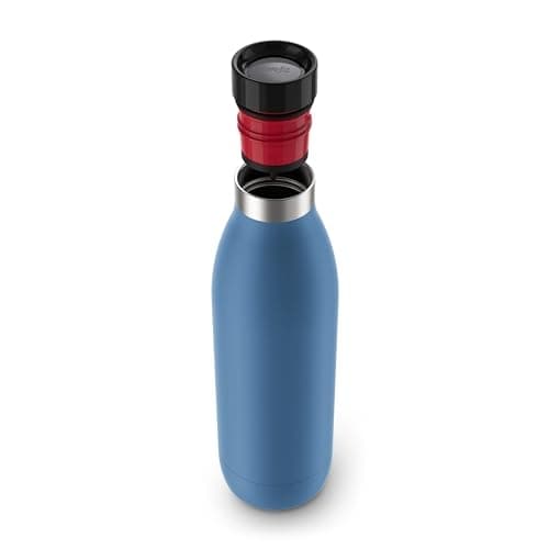 emsa BLUDROP isoleret drikkedunk, 0,7 liter, aqua-blå lavet af rustfrit stål, tåler opvaskemaskine, hurtig tryklukning, - 1 stk (N3112200)