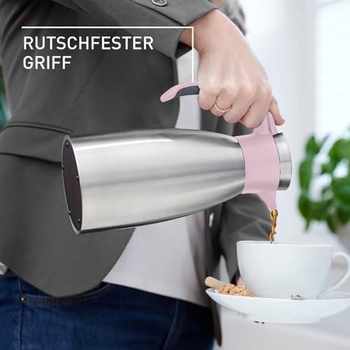 emsa vakuumkande SOFT GRIP, 1,5 liter, rustfrit stål / pink enhåndsbetjening med lynlukning, 100% lækagesikker, - 1 stk (N4120600)