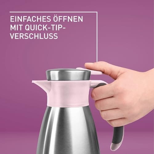 emsa vakuumkande SOFT GRIP, 1,5 liter, rustfrit stål / pink enhåndsbetjening med lynlukning, 100% lækagesikker, - 1 stk (N4120600)