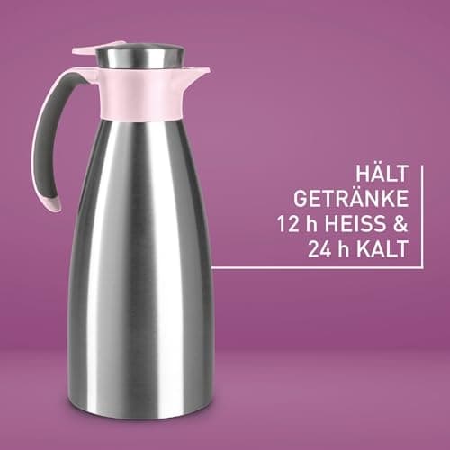 emsa vakuumkande SOFT GRIP, 1,5 liter, rustfrit stål / pink enhåndsbetjening med lynlukning, 100% lækagesikker, - 1 stk (N4120600)