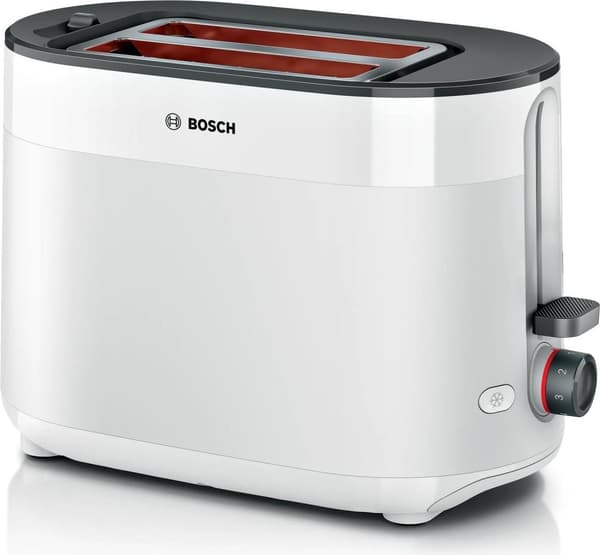 Bosch kompakt brødrister MyMoment TAT2M121, integreret rulletilbehør, med afrimningsfunktion, med automatisk sluk, løftefunktion, brødcentrering, perf