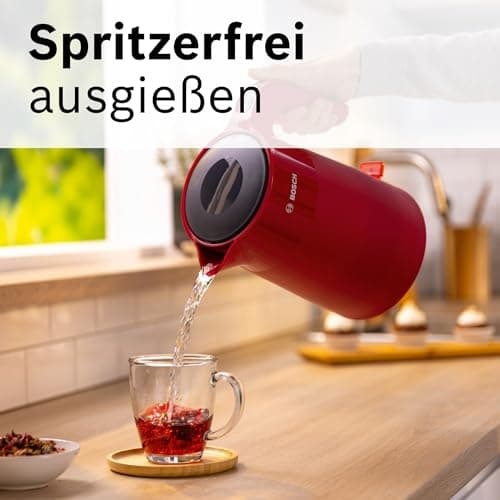 Bosch TWK2M164. Vandbeholderkapacitet: 1,7 l. Effekt: 2400 W. Farve på produkt: Sort, Grå, Rød, Husmateriale: Plastik, Vandstandsindikator, Overophedn