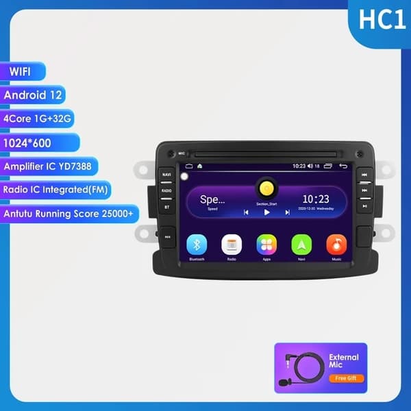 Renault Logan Dacia Duster Sandero Captur Lada Xray 2 Android 12 Bil Multimedia Afspiller, Carplay, Bluetooth GPS, 1G 32G