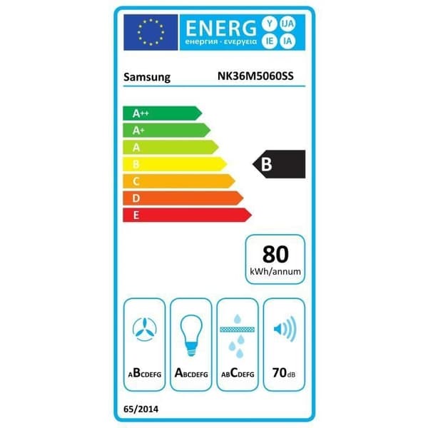 Samsung dekorativ vägghuva NK36M5060S/UR L 90 cm - Rostfritt stål - Evakuering/Återvinning - 713 m3/h max - 71 DB max - 4 hastigheter