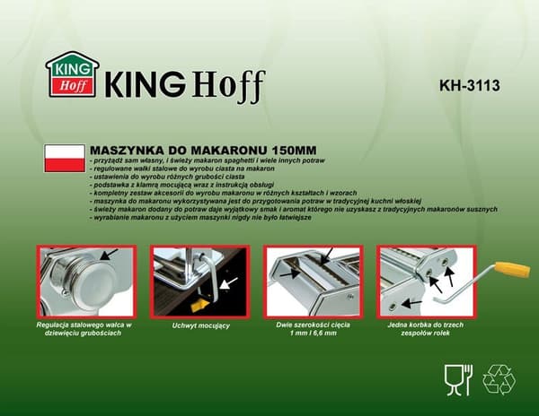 3 I 1 MASKINE TIL DEJ, PASTA og RAVIOLI KingHOFF KH-3113