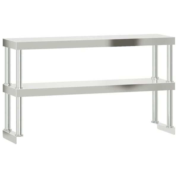 køkkenbord med tophylde 110x55x150 cm rustfrit stål