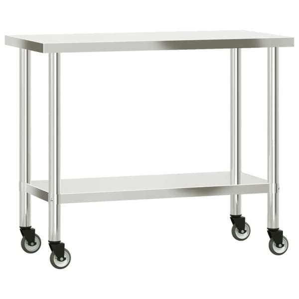 køkkenbord med tophylde 110x55x150 cm rustfrit stål