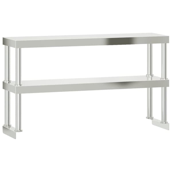 tophylde til arbejdsbord 110x30x65 cm 2 niveauer rustfrit stål