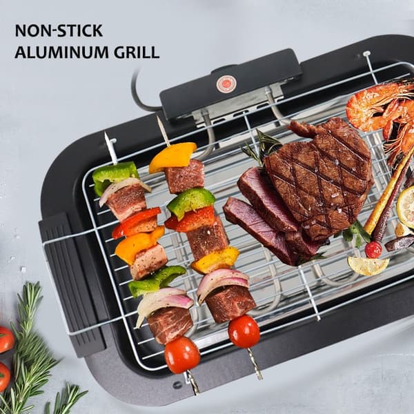 Elektrisk BBQ Grill, 2000W Effekt, Røgfri Teknologi, sort