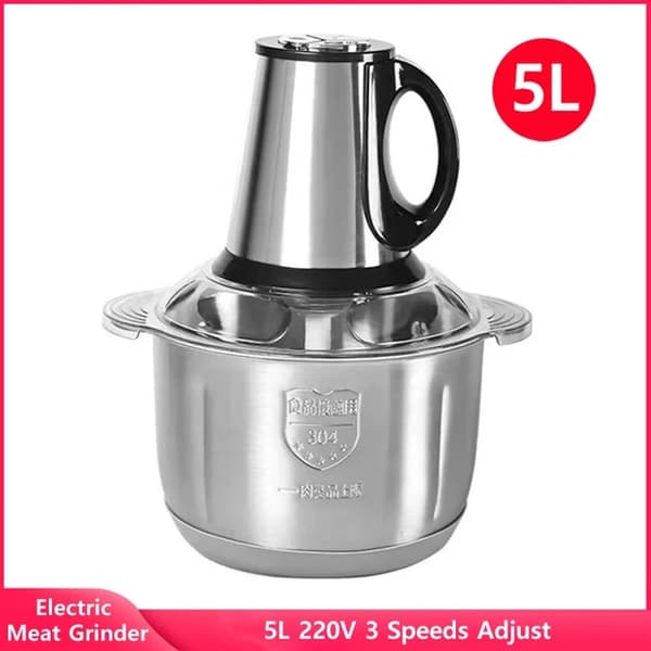 Elektriska köttkvarnar, rostfritt stål, multifunktionella, 5L, EU