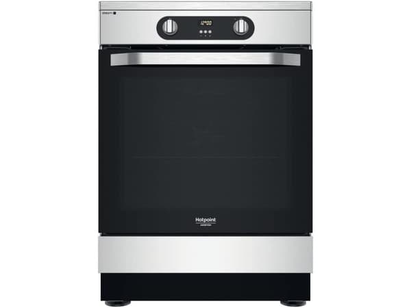 Hotpoint HS68IQ8CHX/E, Frittstående komfyr, Rustfritt stål, Knapper, Rotasjon, Berøringskontroll, Rustfritt stål, Front, Sonebasert induksjon
