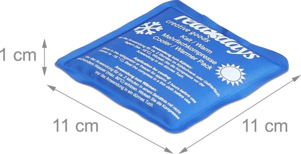 Relaxdays gelpakke sæt med 8 - kompresser - 11x11 cm - varme kolde kompresser - gelfyld - blå