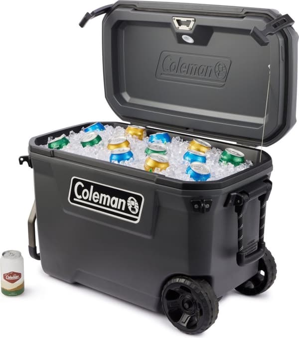 Coleman 65QT Convoy Cooler - 66 liters køleboks - 5 dage med is - køleboks med hjul - grå