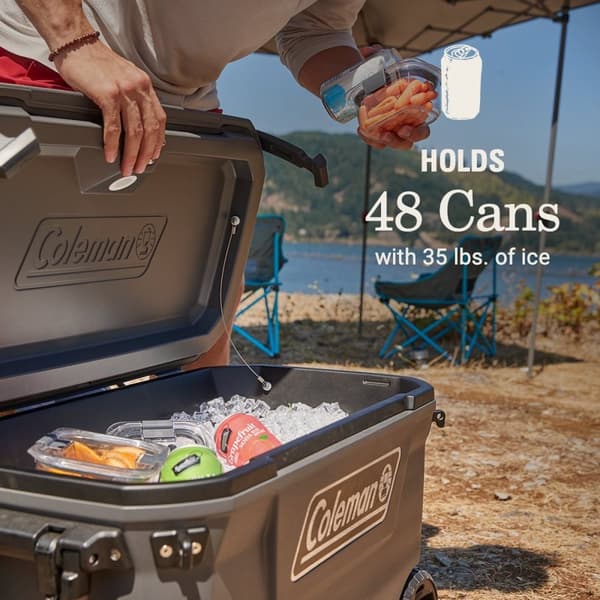 Coleman 65QT Convoy Cooler - 66 liters køleboks - 5 dage med is - køleboks med hjul - grå