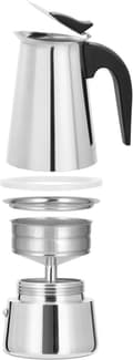 Miniatyrbillede 3 af 5: Xavax espressomaskine i rustfrit stål til 4 kopper, komfur eller induktion, 200ml
