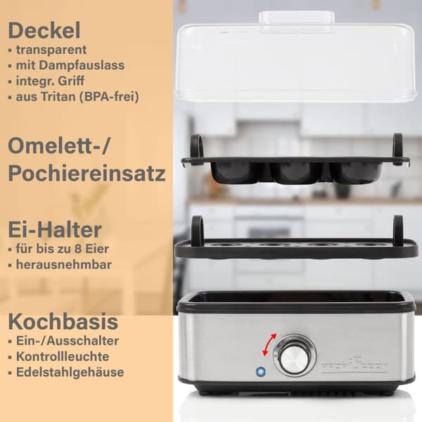 ProfiCook EK 1275 - äggkokare - 8 ägg - omelett och pocheringsfunktion