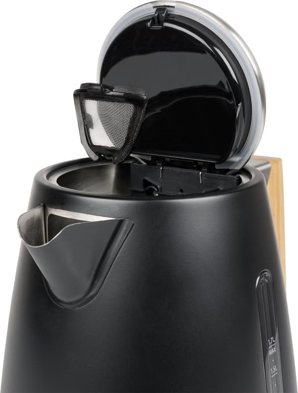 Princess Kedel Pure 236061 - 1,7 liter - 3000W - 360° drejelig - Sort - Rustfrit stål
