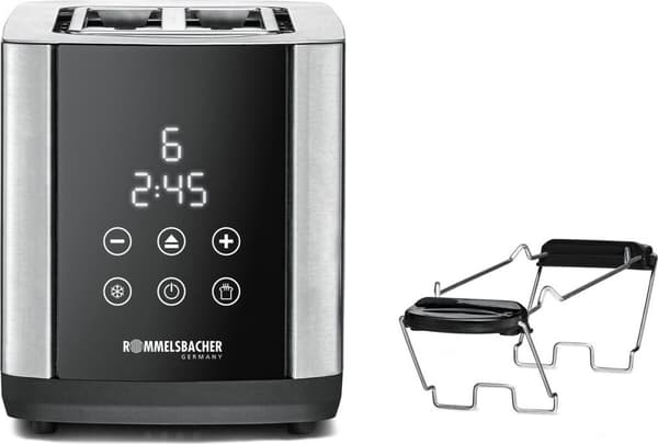 Rommelsbacher TO 850, 2 snit, sort, rustfrit stål, rustfrit stål, touch, LED, 850 W