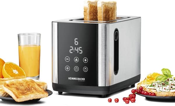 Rommelsbacher TO 850, 2 snit, sort, rustfrit stål, rustfrit stål, touch, LED, 850 W