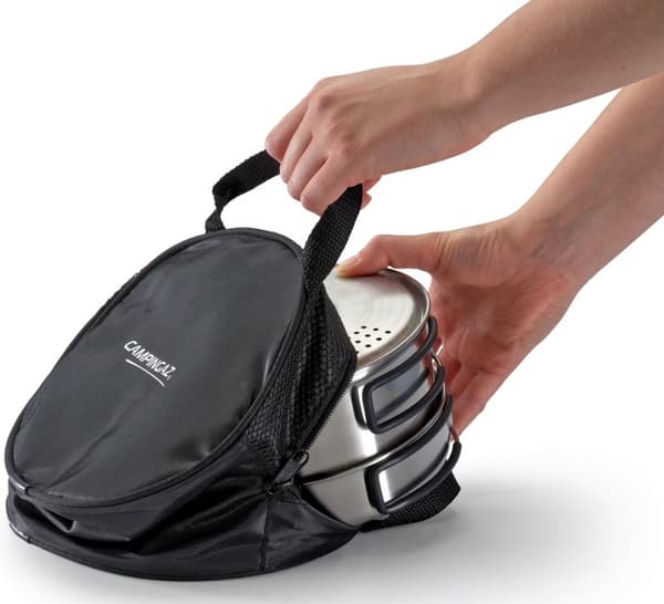 Campingaz Camping Kit – 5-delt campingnedbrudssæt – rustfrit stål – silikonehåndtag