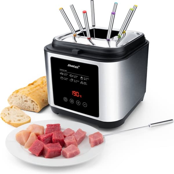 StebaDF150F | 2-i-1 stekpanna & fonduegryta | 2,5 liter | 8 fonduerätter | Rostfritt stål