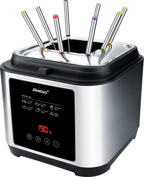 StebaDF150F | 2-i-1 stegepande & fonduegryde | 2,5 liter | 8 fondue retter | Rustfrit stål