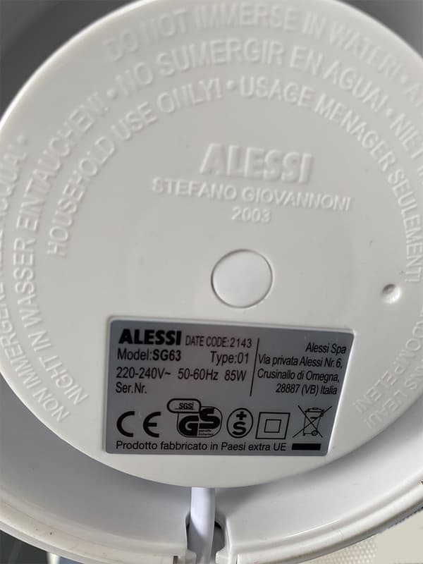 Alessi SG63 W - Rustfrit stål - Hvid - 22 cm - 22 cm - 28 cm (SG63 W)