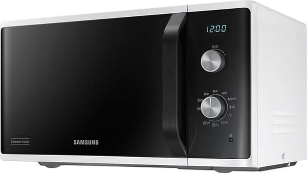 Samsung MG23K3614AW/EG, Bänkskiva, Kombinationsmikrovågsugn, 23 l, 800 W, Vridknapp, Vit