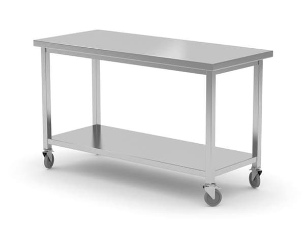 Mobilt bord, med hylde - skruet, HENDI, Kitchen Line, 1200x600x850 mm, 1200x600x(H)850mm Grundvariant