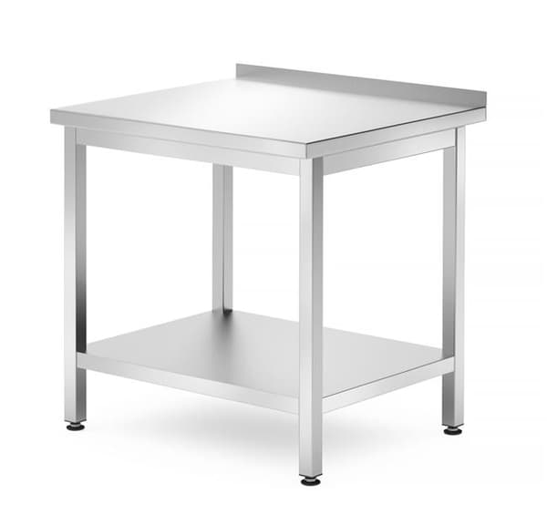 Vægbord med hylde - skruet, dybde 700 mm, HENDI, Kitchen Line, 800x700x850 mm, 800x700x(H)850mm Grundvariant