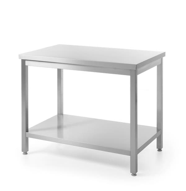 Centralt arbejdsbord med hylde - skruet 1400 x 600