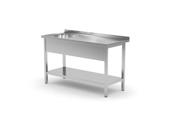 Bord med en diskho och hylla, vänster - skruvad, mått: 800x600x(H)850 mm Grundvariant