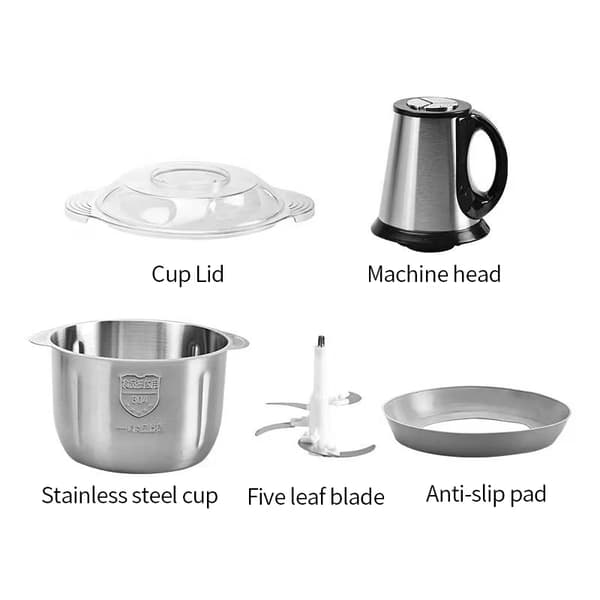 Elektrisk Kød Grinder, Rustfrit Stål, Multifunktionel Grøntsagsskærer, 5L, EU