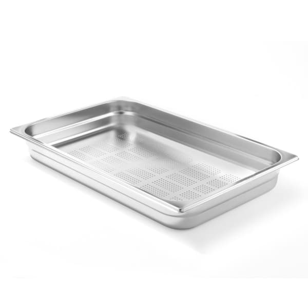 Perforeret GN beholder, rustfrit stål GN1/1 530x325mm, højde 150mm - Hendi 802212