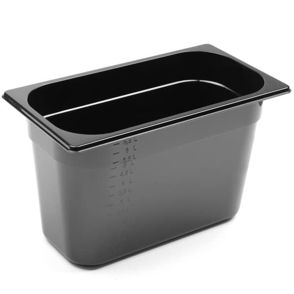 GN 1/3 cateringbeholder lavet af sort polycarbonat 325x176x200mm 7,8L Hendi 862506