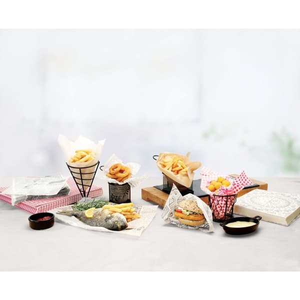 Pergamenttipaperi pöytäalusta KITCHEN printillä 500 kpl 420x275 mm - Hendi 678145