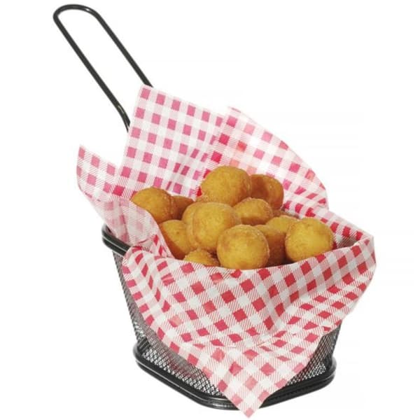 Pergamentpapir til pommes frites snacks, GRID print, 500 stk 306x305 mm - Hendi 678176