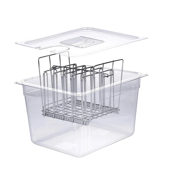 Sous Vide Cooker Containere, Rustfrit Stål Rack, Aftagelige Skillevægge, Beige