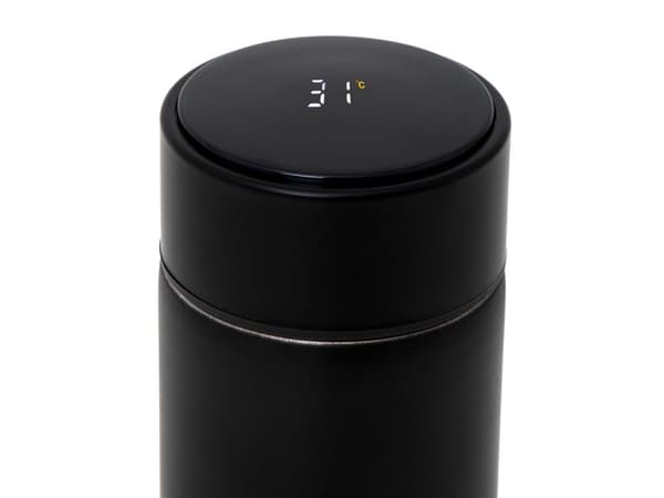 Lämpöpullomuki termos smart LED 500ml musta