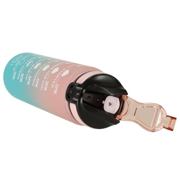 Vandflaske, flaske med sugerør, målebæger, motiverende, til træningscenteret, 1l, pink, blå