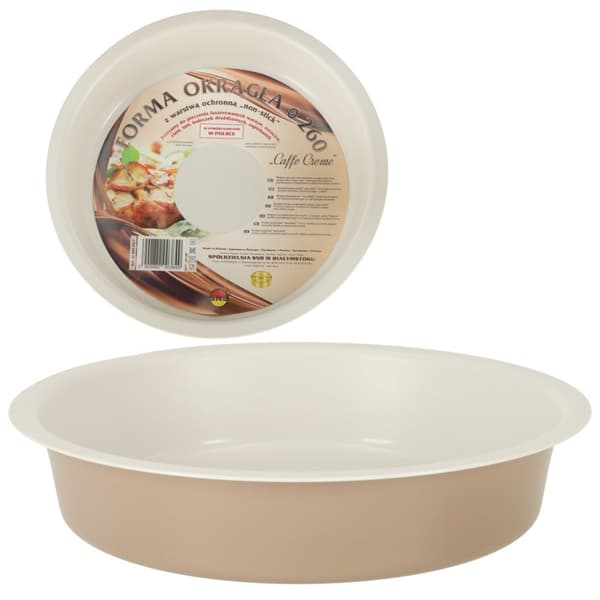 Bakplåt, kakform, rund form för tårta guiche-kakor, 26 cm, brun