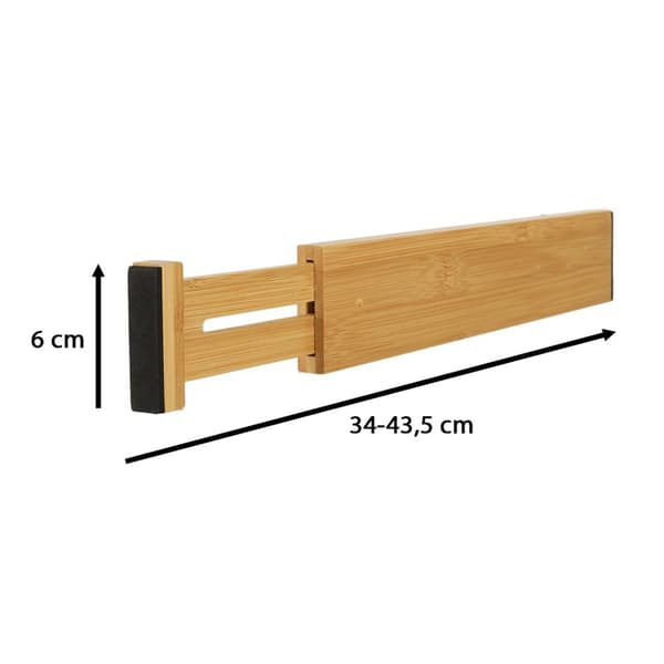 Skuffeoptræk, bambusadskiller, justerbar til bestik, værktøj, 43 cm, 1 stk.