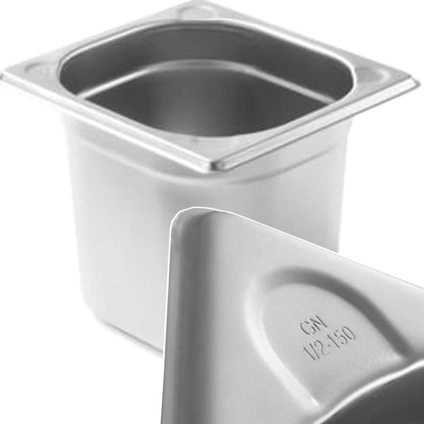 Kitchen Line GN 1/6 stålbeholder, højde 150 mm - Hendi 806647