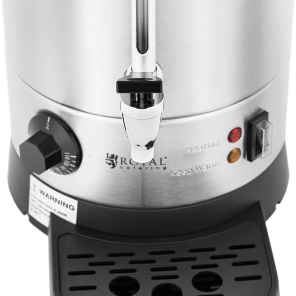 Varmvattenberedare med dubbla väggar och avlopp, 9 L, 1500 W, silver