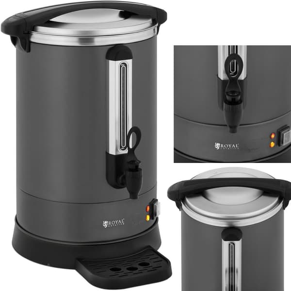 Kaffe-temaskine med hane og drypbakke 14 l 1400 W grå