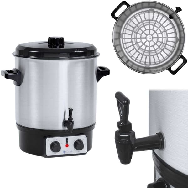 Värmare för glögg med timerkran, rostfritt stål 2000W 27L