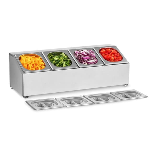 Displaystativ för cateringcontainrar 4 x GN1/6 + 4 x Containers