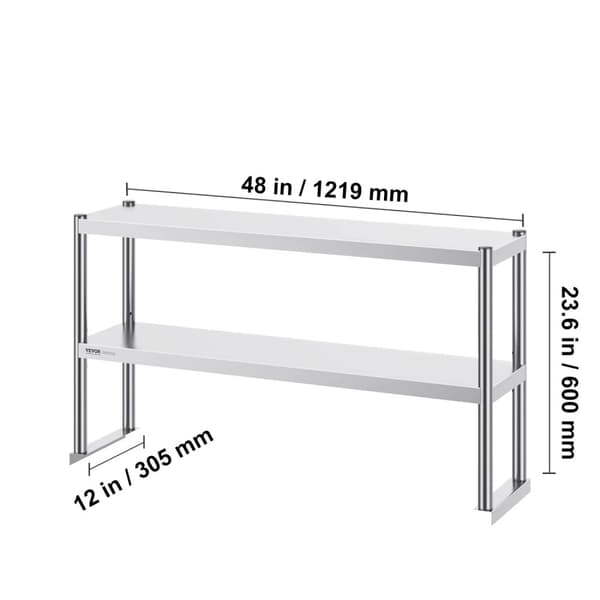Rostfritt Stål Kök Arbetsbord, 12 x 60 tum, Dubbel Överskåp,12 x 72 tum