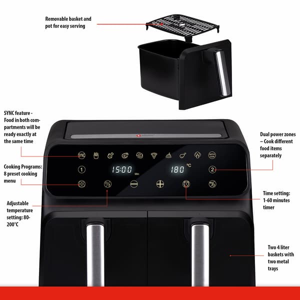 Alpina Airfryer 8L med dubbla fack 1700W