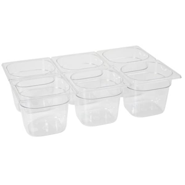 GN läpinäkyvä polykarbonaattisäiliö GN 1/6 korkeus 100 mm - Hendi 861721